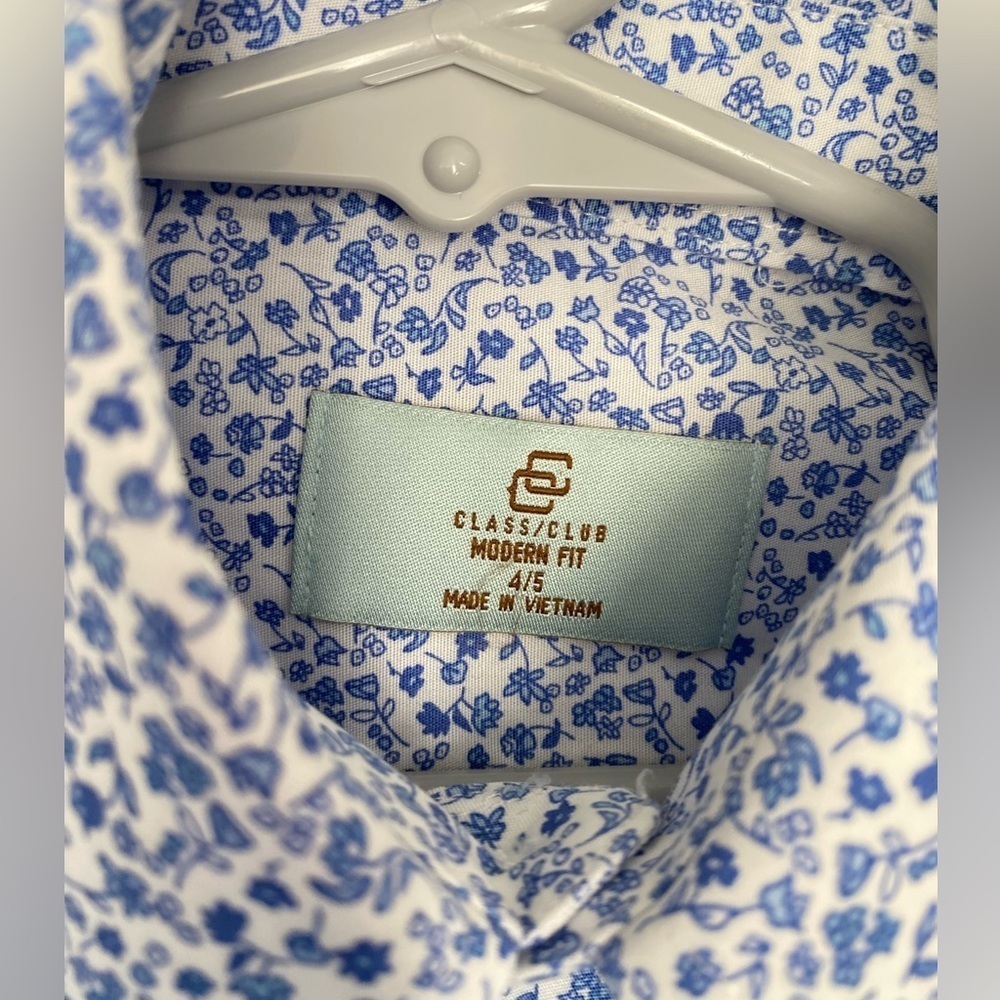 Boys Class Club Long Sleeve Point Collar Floral Button Down Shirt - Picture 6 of 8